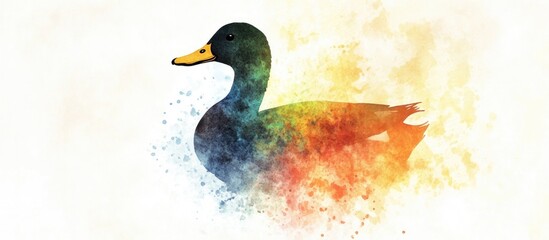 Poster - Watercolor silhouette of a duck