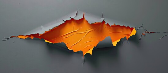Poster - An artistic symbol for social media marketing featuring a torn orange paper piece against a grey backdrop designed with a copy space image