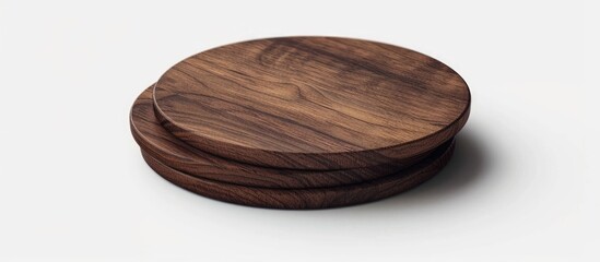 Poster - Wooden coasters featuring a simple white backdrop for a copy space image