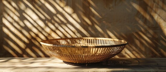 Aufkleber - Rattan basket casting shadows in a photo with copy space image