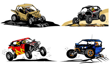 Canvas Print - UTV offroading social club logo design vector set	
