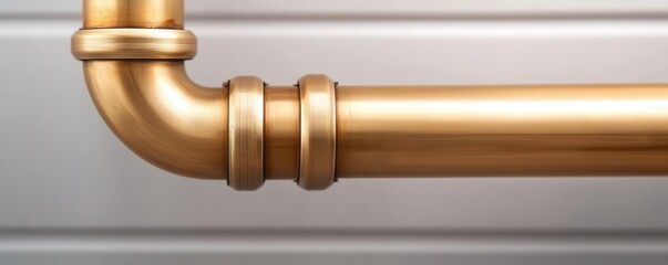 A detailed shot of a brass pipe elbow with a rich