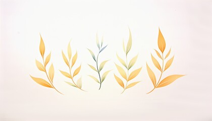 Poster - a beautiful arrangement of delicate leaves in soft pastel colors, perfect for nature-themed designs 