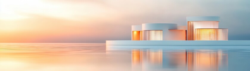 Wall Mural - Minimalist Architecture on Water.