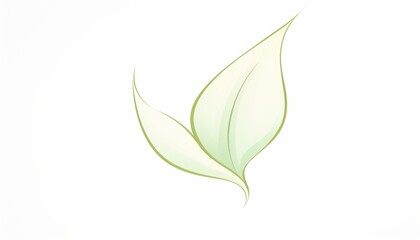 Wall Mural - A delicate, minimalistic illustration of two green leaves on a white background, symbolizing nature and tranquility.