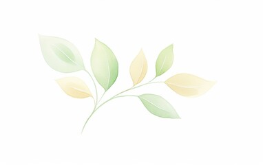 Poster - a soft, pastel watercolor illustration of delicate leaves showcasing tranquility and nature's beauty