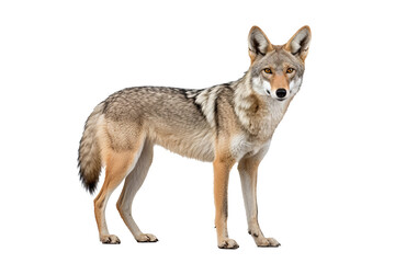 realistic png of a coyote standing alert with transparent background for easy integration into desig
