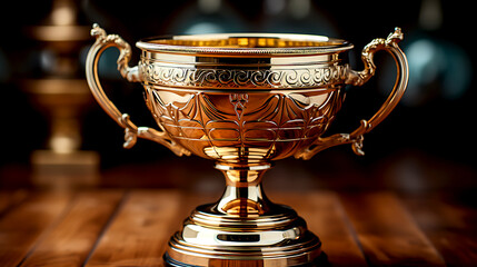 Elegant Gold Trophy Cup Design Representing Victory, Ideal for Rewarding Achievements in Competitions and Special Events