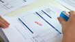 © ChayTee - Worker busy work seal getting paying symbol on sales bill form report paper stack. Pay off full amount income tax fee past due date sale office job task. Cash flow debt credit loan risk control budget