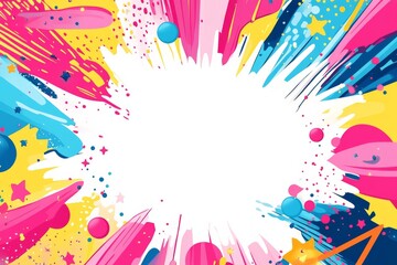 Wall Mural - abstract background with a colorful comic book-style explosion and white space in the center in a fl