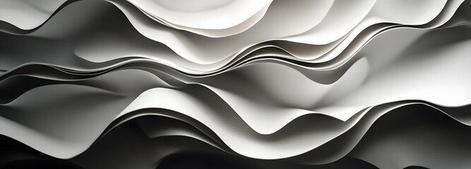 Wall Mural - 36. Fluid, undulating paper forms creating a layered, textured visual with a sense of depth and movement