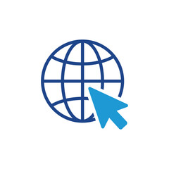 Poster - go to web icon, globe with cursor icon vector