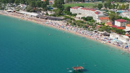 Wall Mural - Aerial view Vela plaza Beach in Baska Town, Krk Island in Croatia