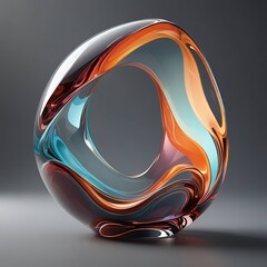 Sticker - Abstract glass shape, 3d render