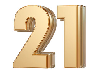 Gold 3D Number 21