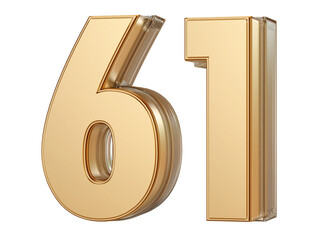 Gold 3D Number 61