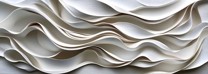 Wall Mural - 10. Organic, flowing paper elements arranged to create a layered, textured three-dimensional pattern