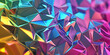 © Nick Freund - Futuristischer Hintergrund: Regenbogenfarbene Polygon-Geometrie trifft auf flüssiges Metall. Abstrakte 3D-Formen verschmelzen in schillernden Farben. Moderne, dynamische Textur für Tech-Designs