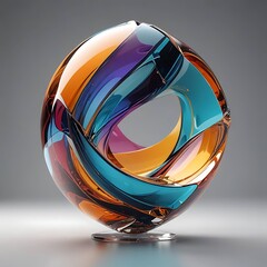 Canvas Print - Abstract glass shape, 3d render