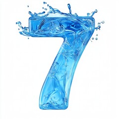 Poster - Blue water collects into the number 7 isolated on a white background
