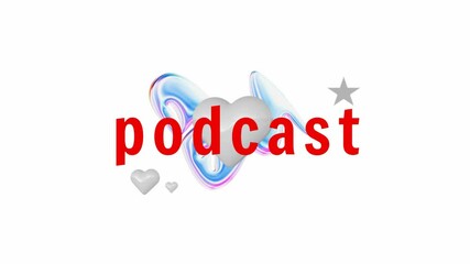 Wall Mural - animated podcast intro isolated on white background