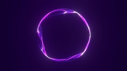 Digital sphere with abstract particles in purple color, a technological background of particles