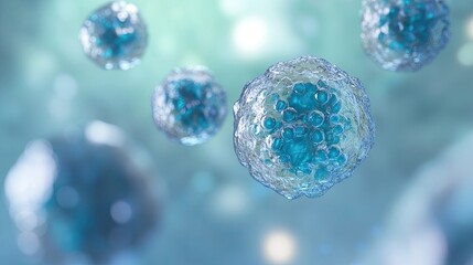 Wall Mural - 3D Render of T-Cells or Cancer Cells: Detailed 3D Render of T-Cells or Cancer Cells for Medical Research