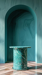 Wall Mural - Green Marble Pedestal with Archway Background