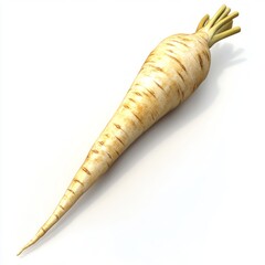 Canvas Print - A single, whole, parsnip root on a white background.