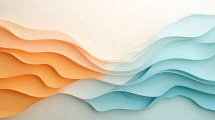 Poster - Abstract Paper Wave Design in Pastel Hues 