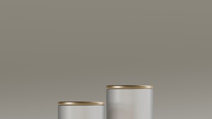 Wall Mural - Two empty podiums with gold trim, isolated against a gray background