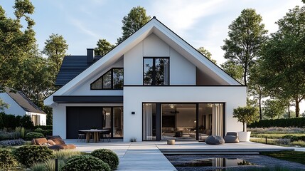 Aufkleber - Exterior of a modern white suburban house in Poland : Generative AI
