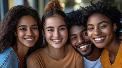 Wall Mural - Group of young people is smiling and having fun together