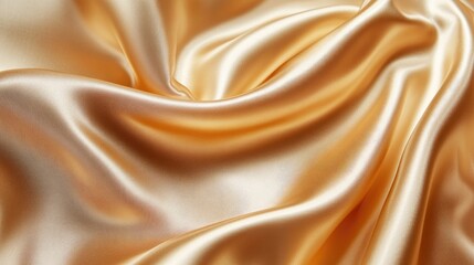 Poster - Light golden fabric with a smooth, glossy texture, elegantly draped to showcase its luxurious appearance