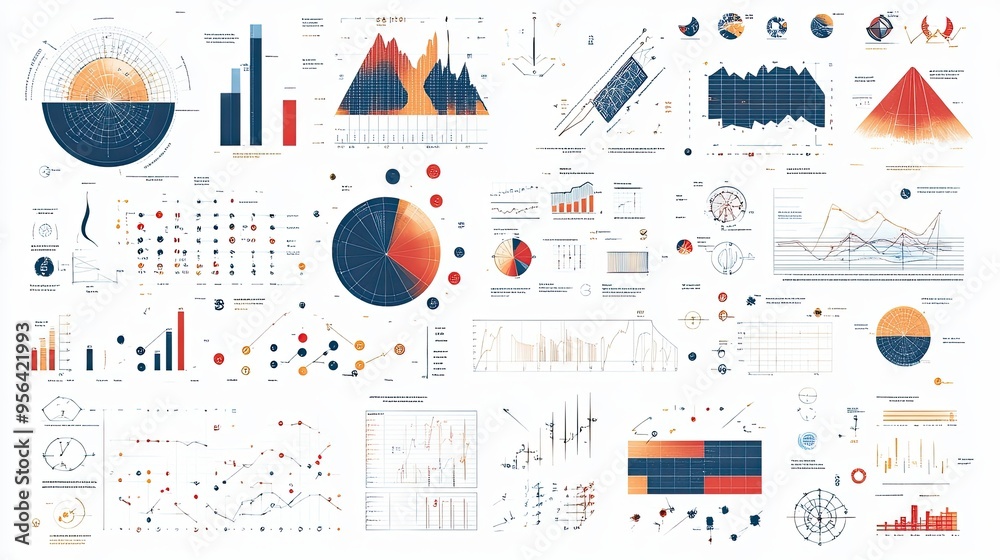 25. Precise detailed graphic elements collection for a mathematics ...