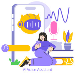 Poster - Mobile AI. Flat Vector Illustration