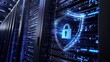 © Sabir - Cybersecurity with a Digital Server Protected by a Shield and Lock Icon: Securing a Digital Server with a Shield and Lock Icon for Cybersecurity