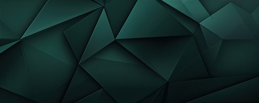 Dark green abstract in wide banner shape. polygon elegant or frame background.  copy space for text.