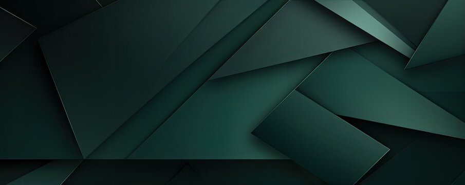 Dark green abstract in wide banner shape. polygon elegant or frame background.  copy space for text.