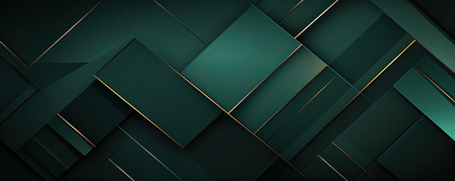Dark green abstract in wide banner shape. polygon elegant or frame background.  copy space for text.