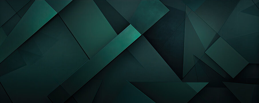 Dark green abstract in wide banner shape. polygon elegant or frame background.  copy space for text.