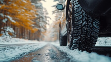 summer tires on a road move from summer to snowy winter road change a car seasonal tyre summer fores