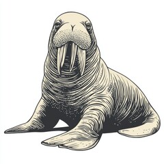 Wall Mural - vector graphic of a cute walrus