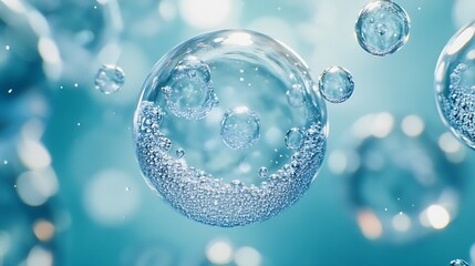 Poster - Abstract cosmetic laboratory Chemical laboratory research Cosmetic Essence Molecule Bubble : Generative AI