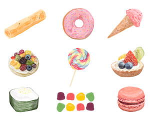 Poster - Sweet dessert png sticker watercolor collection