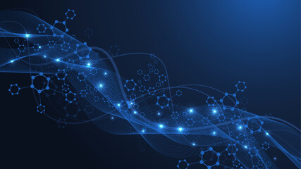 Wall Mural - structure molecule and communication dna, atom, neurons. science concept for your design. connected 