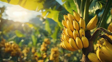 Aufkleber - Sweet banana harvest theme Banana tree on farm : Generative AI