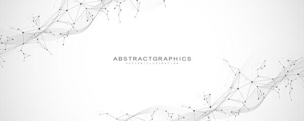 Leinwandbilder - Digital abstract connection dots and lines. Network connection structure. Technology polygonal background. Plexus effect. Vector Illustration.