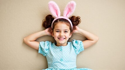 Wall Mural - child with bunny ears