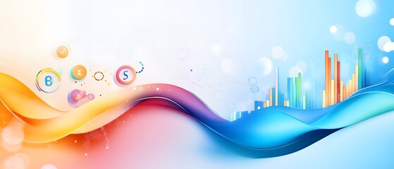 Poster - Abstract Colorful Wavy Background with Graphic Elements.